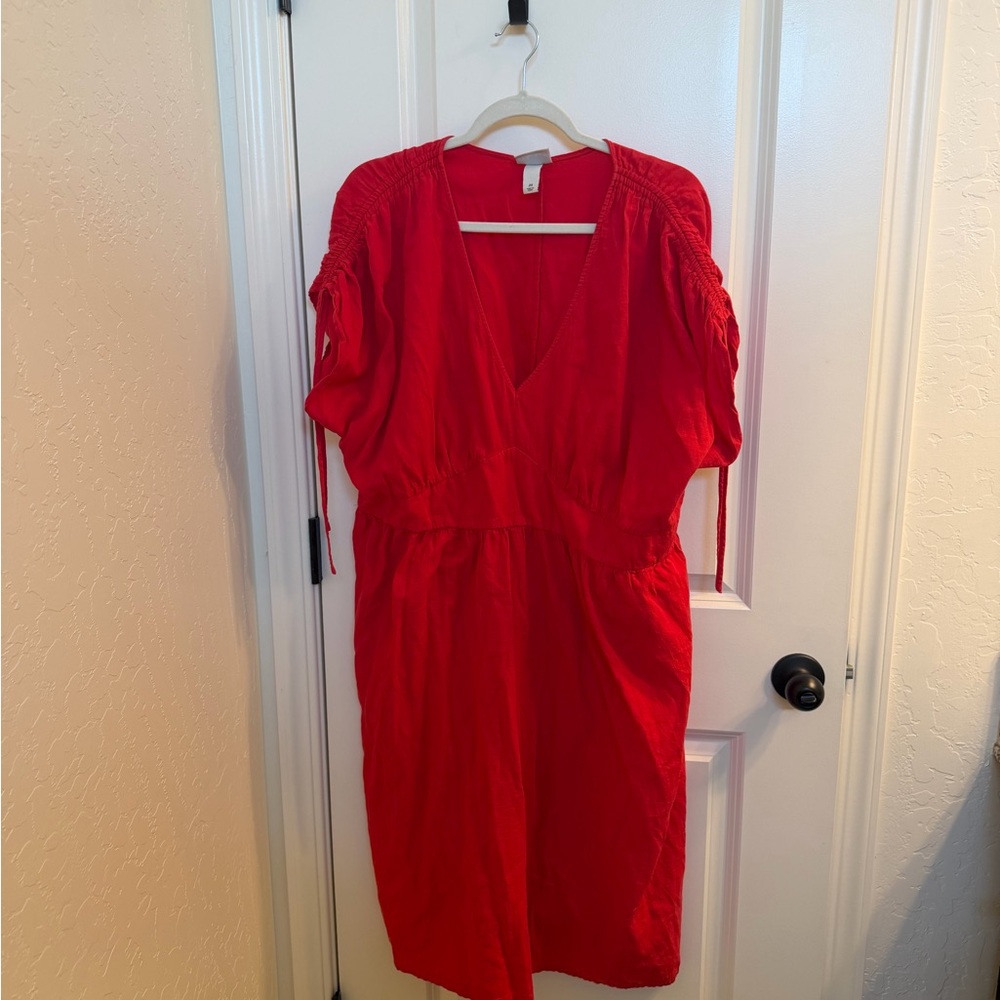 Ava & Viv Red V-Neck Midi Dress